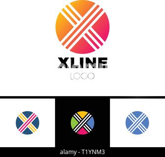 Circle, Letter O, X. Abstract minimalistic logo design Stock Vector
