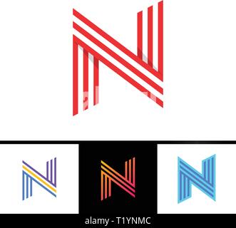 N letter formed by parallel lines. Vector design template elements for your sport application or corporate identity. Stock Vector