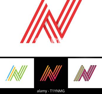 N letter formed by parallel lines. Vector design template elements for your sport application or corporate identity. Stock Vector