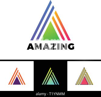 Letter A enclosed in a triangle. Abstract vector logo in a linear style. Stock Vector