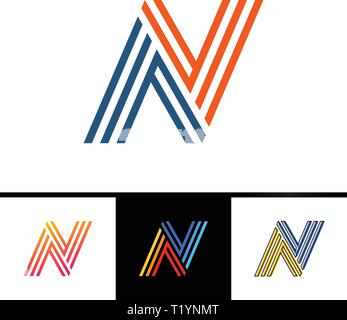 N letter formed by parallel lines. Vector design template elements for your sport application or corporate identity. Stock Vector