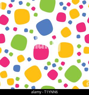 Seamless pattern with colorful squares and dots. Vector repeating texture. Stock Vector