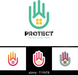 Real Estate, insurance, home care, service vector logo template. Logo for your business. Stock Vector