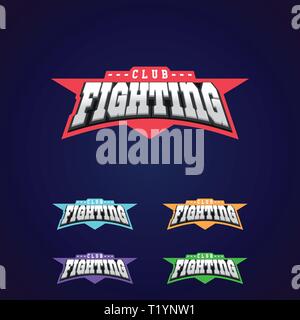 Fight club emblem. Mixed martial arts sport logo on dark background Stock Vector