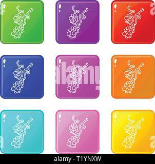 Micro vibrio icons set 9 color collection Stock Vector