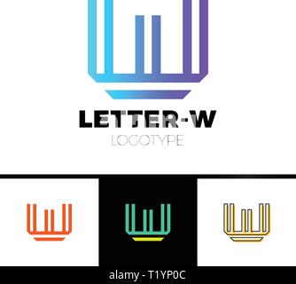 Abstract Letter W M logo design template. Line vector symbol. Premium elegant sign mark icon Stock Vector