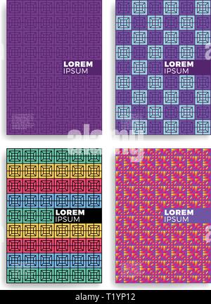 Set of Abstract square pattern for Cards with Layers Overlap. Applicable for Covers, Placards, Posters, Flyers and Banner Designs. Stock Vector