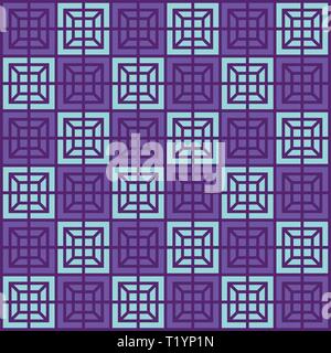 Geometric pattern, seamless square simple background texture violet and sky blue color Stock Vector