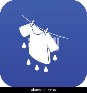 Shirt drying icon blue vector Stock Vector
