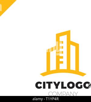 Abstract city building logo design concept. Symbol icon of residential, apartment and city landscape. Stock Vector
