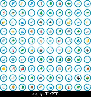 100 nature and landscape icons set Stock Vector