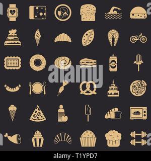 Calories icons set, simple style Stock Vector