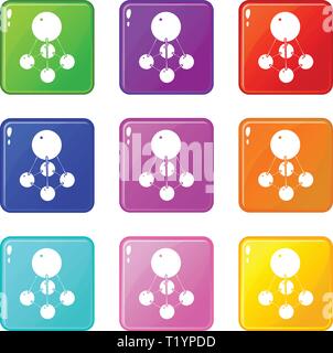 Nitromethane icons set 9 color collection Stock Vector