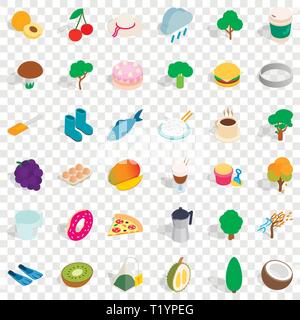 Vegetarian burger icons set, isometric style Stock Vector