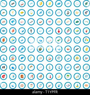 100 naval icons set, isometric 3d style Stock Vector