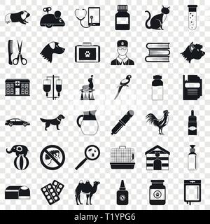 Veterinary doctor icons set, simple style Stock Vector