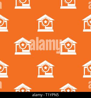 House protection pattern vector orange Stock Vector
