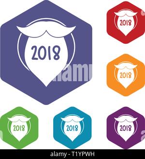Beard icons vector hexahedron Stock Vector
