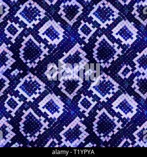 Bright blue realistic snake skin texture, detailed seamless pattern Stock Vector