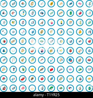 100 new icons set, isometric 3d style Stock Vector