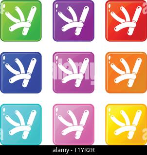 Bacilli icons set 9 color collection Stock Vector