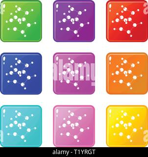 Valine icons set 9 color collection Stock Vector