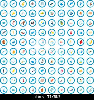 100 ocean icons set, isometric 3d style Stock Vector