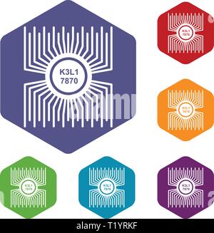 Microprocessor icons vector hexahedron Stock Vector