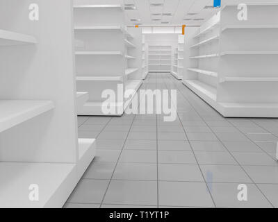 shop, grocery store, interior visualization, 3D illustration Stock Photo