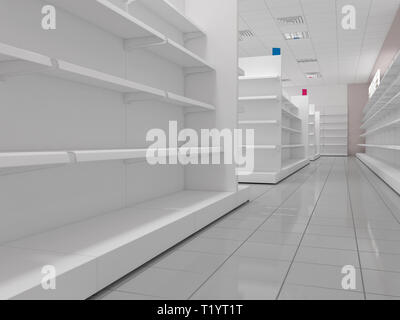 shop, grocery store, interior visualization, 3D illustration Stock Photo