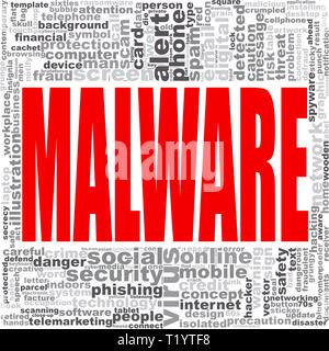 Malware word cloud. Creative illustration of idea word lettering typography . 3D rendering. Stock Photo