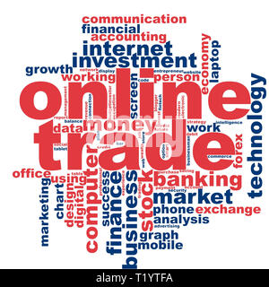 Online trade word cloud concept on white background, 3d rendering. Stock Photo