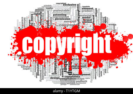 Copyright word cloud concept on white background, 3d rendering. Stock Photo