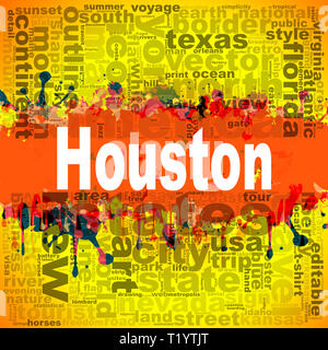 Houston word cloud design. Creative illustration of idea word lettering typography . 3D rendering. Stock Photo