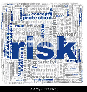 Risk word cloud. Creative illustration of idea word lettering typography . 3D renderin Stock Photo