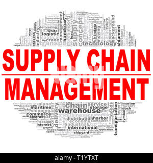 Supply chain management word cloud. Creative illustration of idea word lettering typography . 3D rendering. Stock Photo
