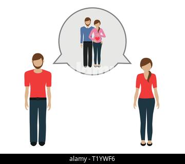 man and woman talk about pregnancy vector illustration EPS10 Stock Vector