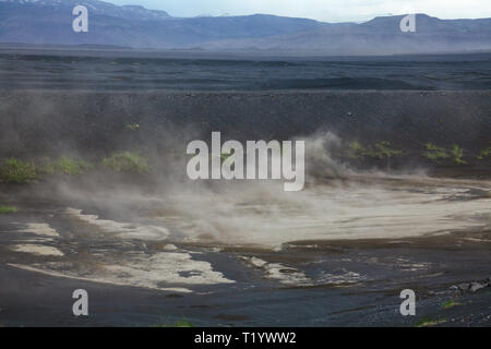 Dust storm at Skeidararsandur outwash plain or sandur, a vast expanse of glacial sediments in Eastern Iceland Scandinavia Stock Photo