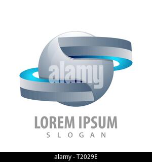 Sphere ribbon in 3D style concept design. Symbol graphic template element Stock Vector