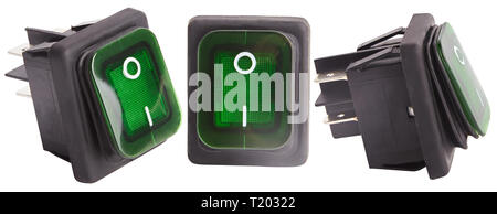 Set of buttons for turning the coffee machine. ON button, espresso machine, coffee making. Isolated Stock Photo