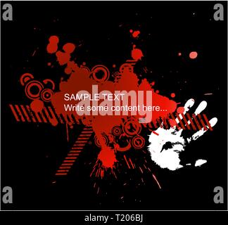 Abstract red grunge background on black Stock Vector