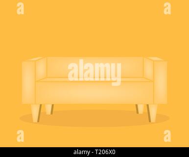 Yellow sofa vector illustration, furniture or interior element for the house in a flat style Stock Vector
