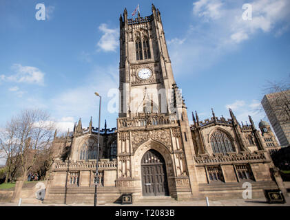 The Cathedral and Collegiate Church of St Mary, St Denys and St George. Victoria Street, Manchester, UK. Stock Photo