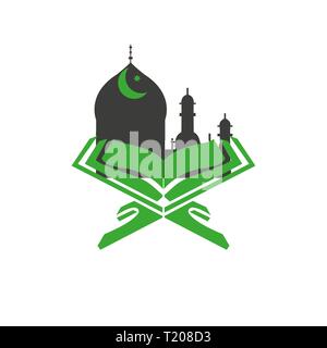 Quran book icon. Flat design, linear and color styles. Islamic religion. Koran. Isolated vector illustrations Stock Vector