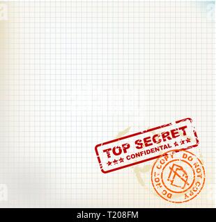 Squared paper with Top Secret stamps  and place for your text Stock Vector