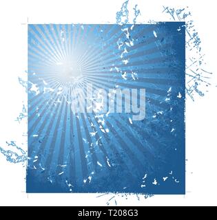 Blue summer sun - grunge version Stock Vector