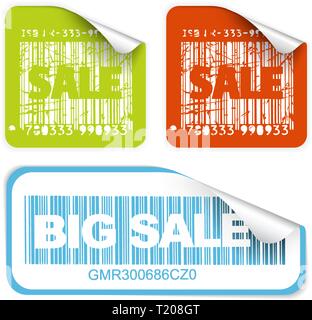 Set of fresh sale labels with bar codes(vivid colors) - see my portfolio for more labels Stock Vector