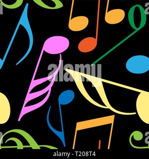 Endless music pattern made from vivid music notes Stock Vector