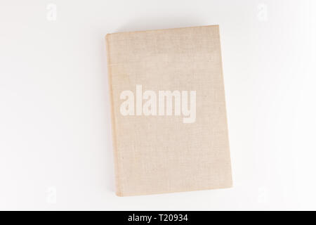vintage book isolated on white background, flat lay Stock Photo