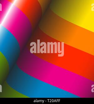 Abstract rainbow background - 3d stripes Stock Vector
